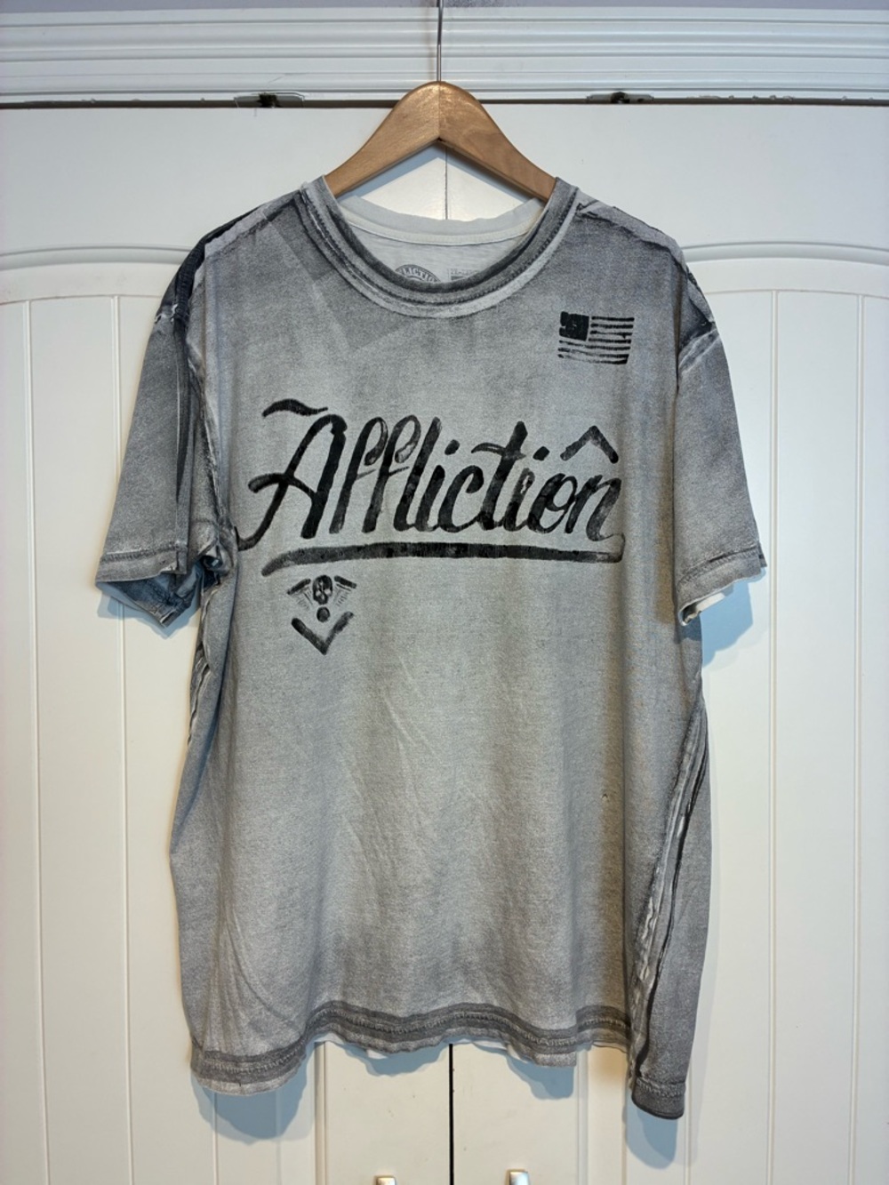 Affliction Men's Short Sleeve Graphic Tee - Gray Black Size XXL